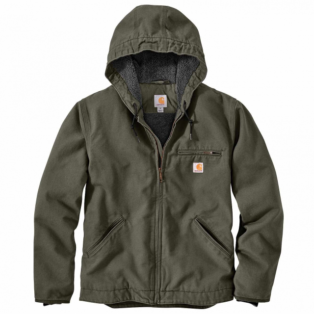 Carhartt / Men's OJ392 Washd Duck Sherpa Lined Hdd Jckt