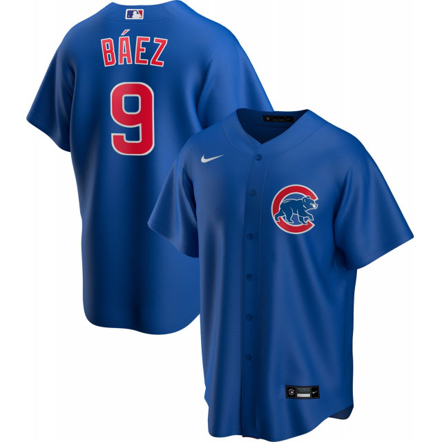 Nike / Men's Replica Chicago Cubs Javier Baez 9 Royal Cool Base Jersey