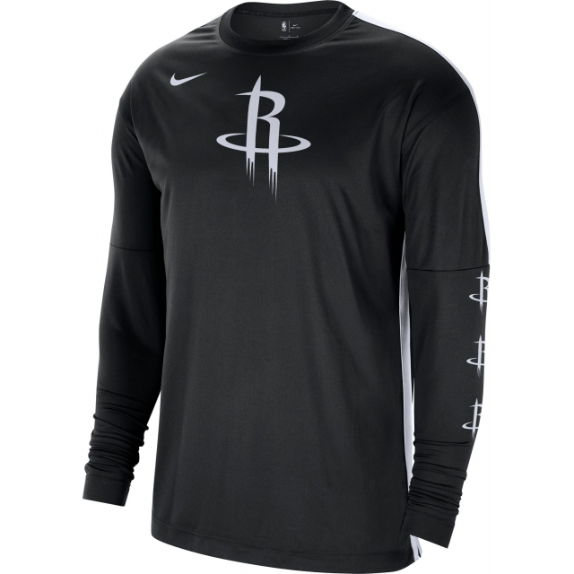 Nike / Men's Houston Rockets Black Tonal DriFIT Long Sleeve Shooting Shirt