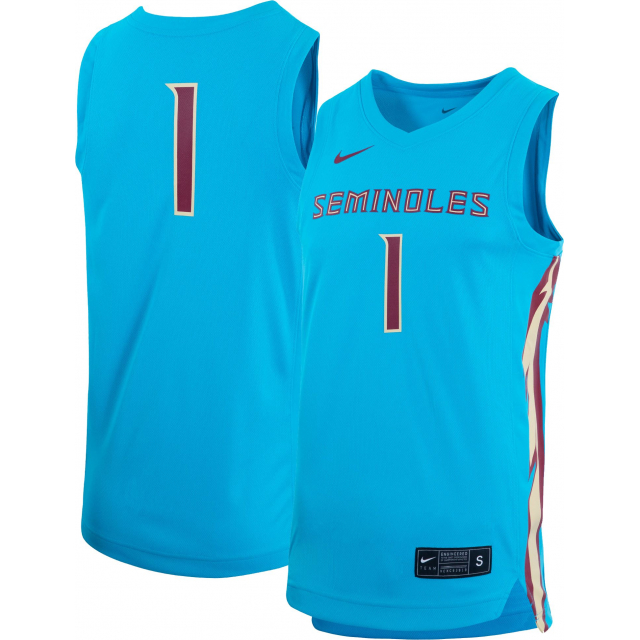 Nike / Men's Florida State Seminoles 1 Turquoise Replica Basketball Jersey