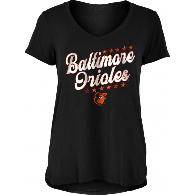 New Era / Women's Baltimore Orioles Black Rayon Spandex V-Neck T-Shirt