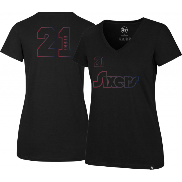 47 Brand / Women's 202122 City Edition Philadelphia 76ers Joel Embiid 21 Black TShirt