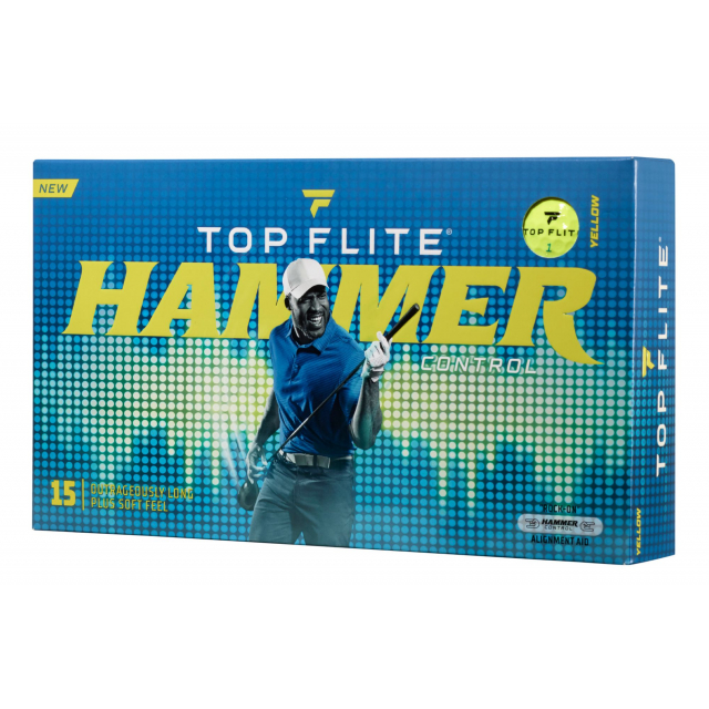 Top Flite Brand / 2022 Hammer Control Yellow Golf Balls 15 Pack