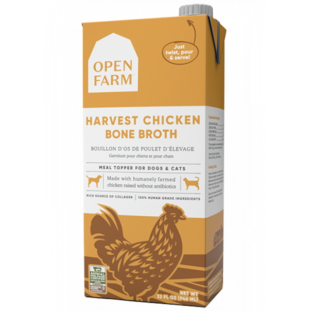 Open Farm / Harvest Chicken Bone Broth Cat & Dog Meal Topper, 32oz