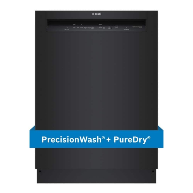 Bosch / 100 Series 24 in. Black Front Control Tall Tub Dishwasher with