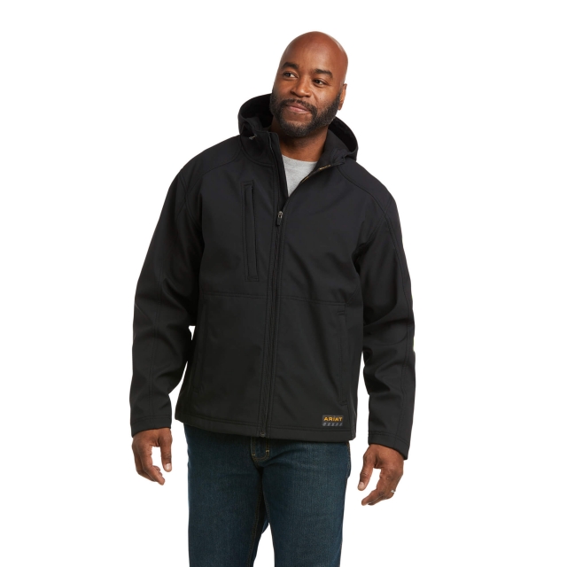 Ariat / Men's Rebar Stretch Canvas Softshell Hooded Logo Jacket