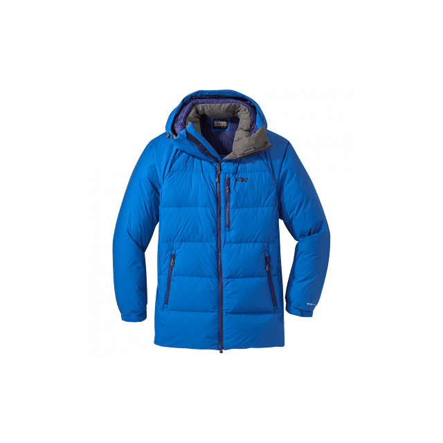 outdoor research alpine down hooded jacket