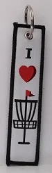 I Love Disc Golf Cloth Keychain