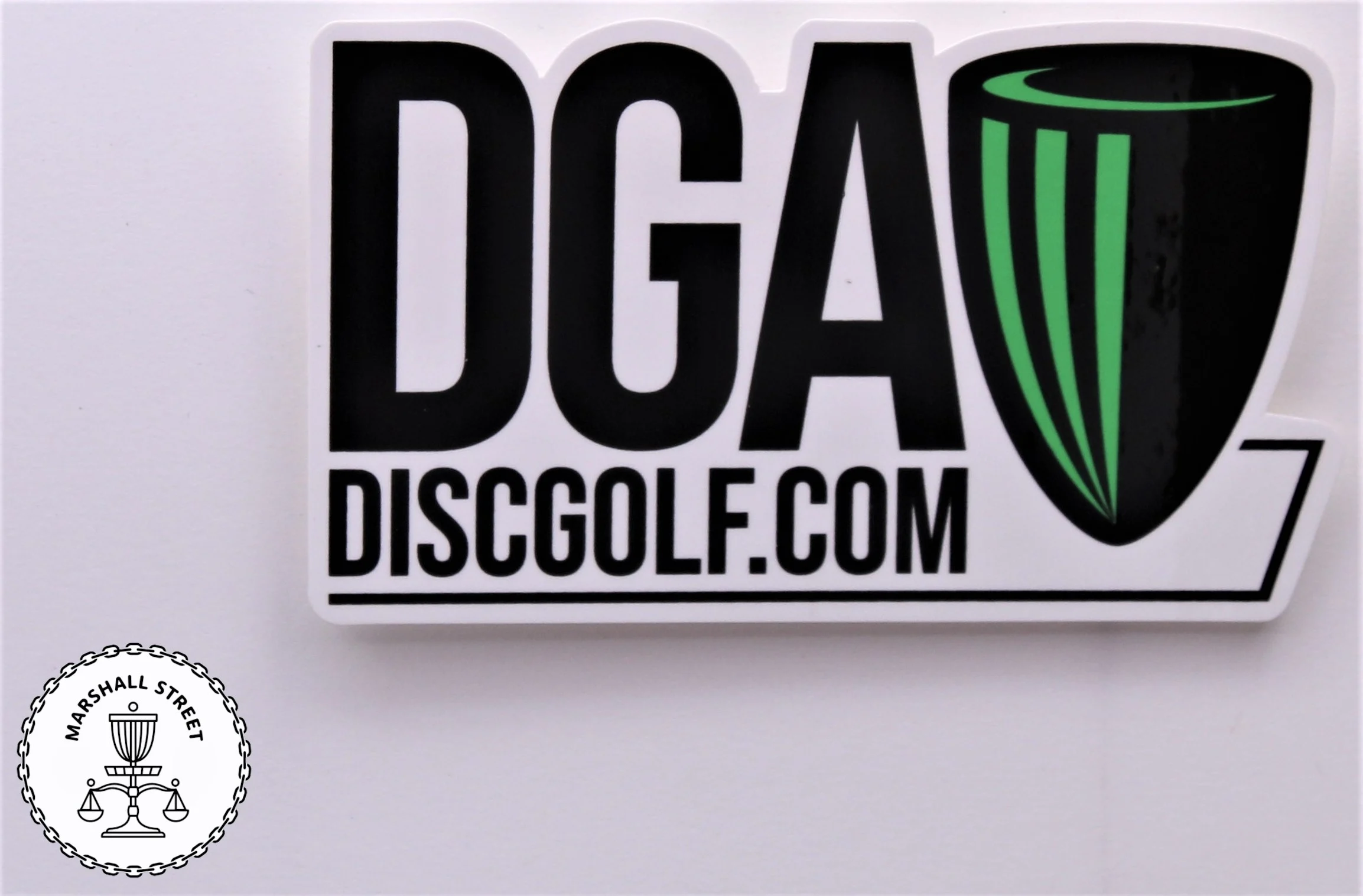 000107 DGA Die Cut Sticker - Green, 4" x 2.25"