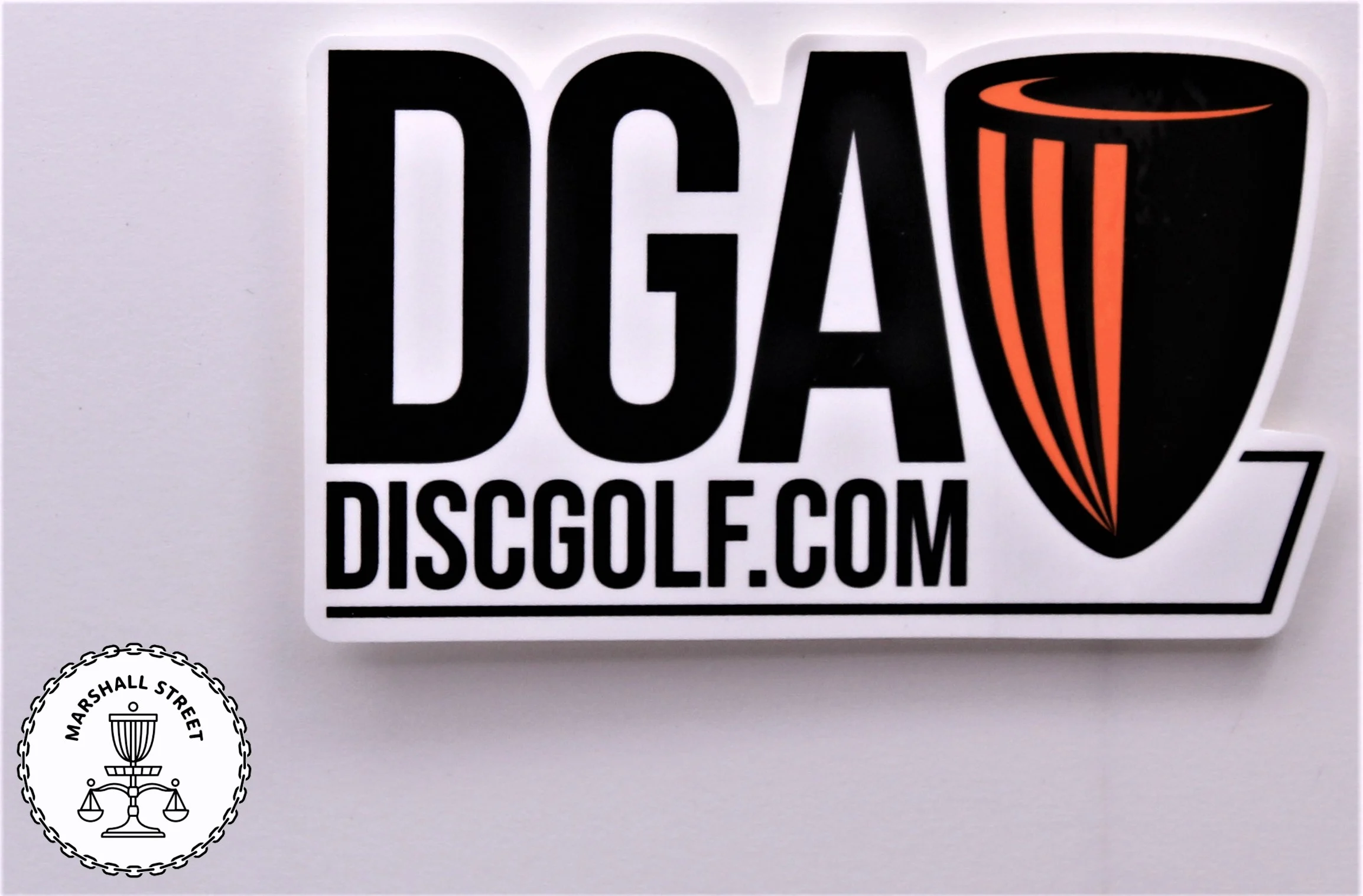 000108 DGA Die Cut Sticker - Orange, 4" x 2.25"