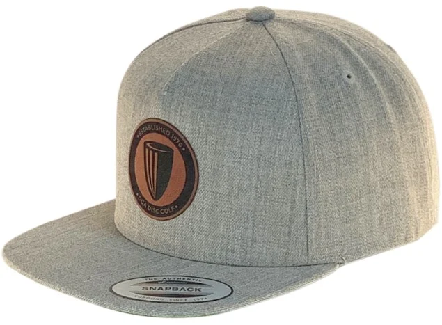 031237 DGA Leather Patch FlatBill Hat - HeatherGray, Snapback