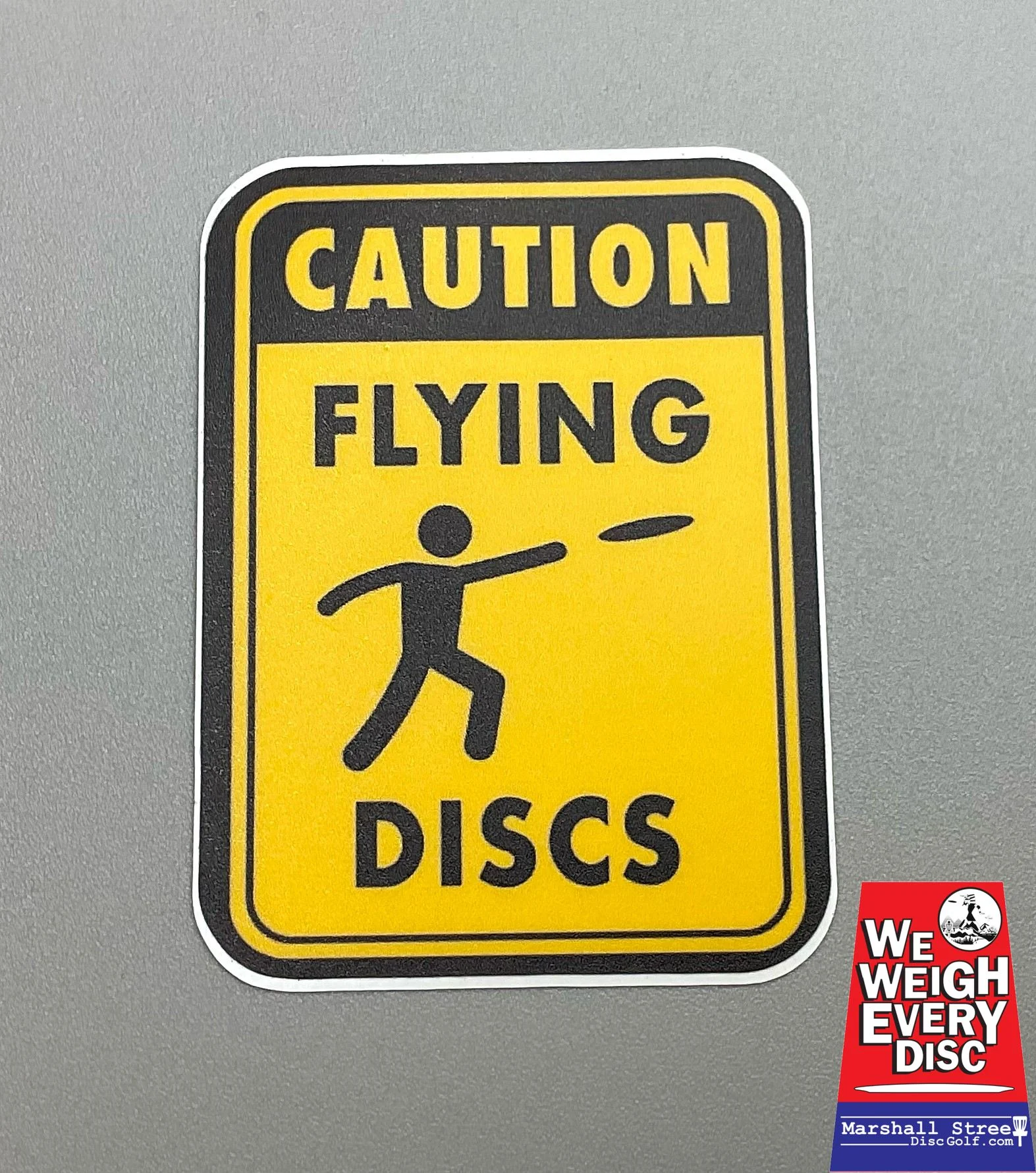 CAUTION Flying Discs Disc Golf Sticker