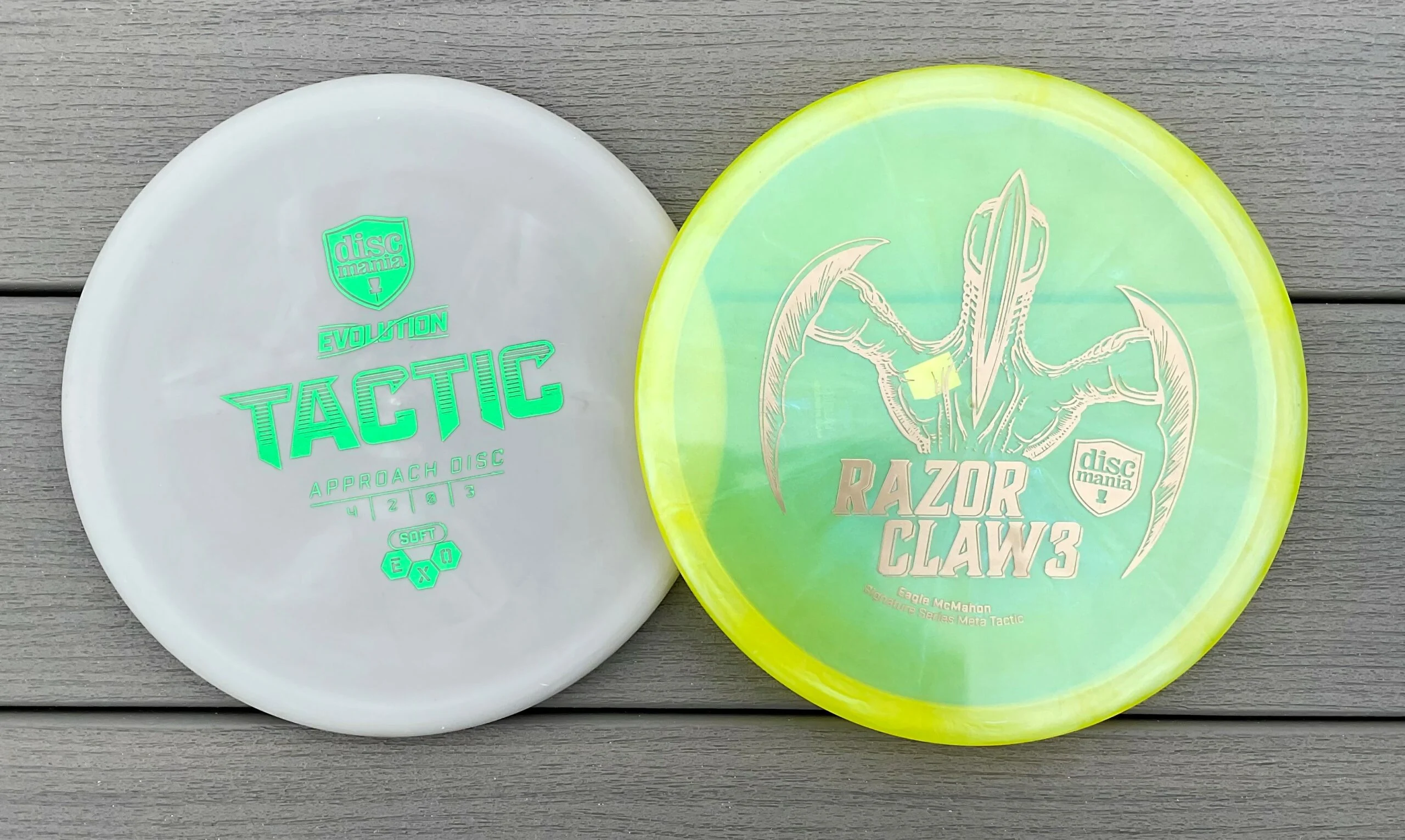 Discmania's Evolution Line Exo Soft Tactic and Meta Razor Claw Tactic