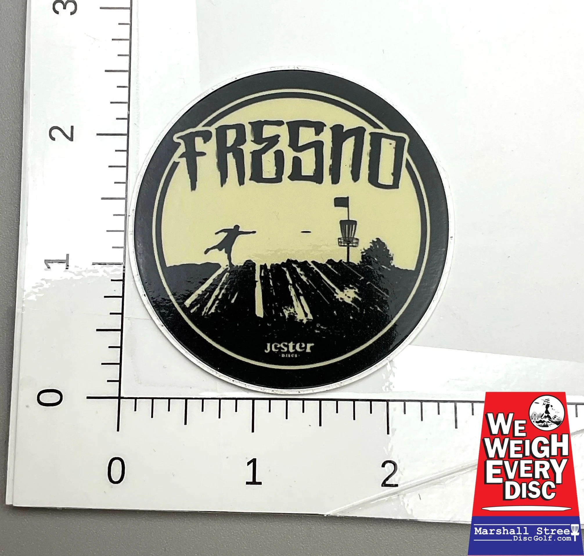 096594 Jester Disc Golf Stickers - #05 TanBlack, Fresno