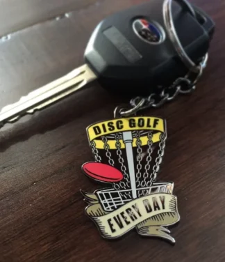 Disc Golf Every Day Basket - Keychain