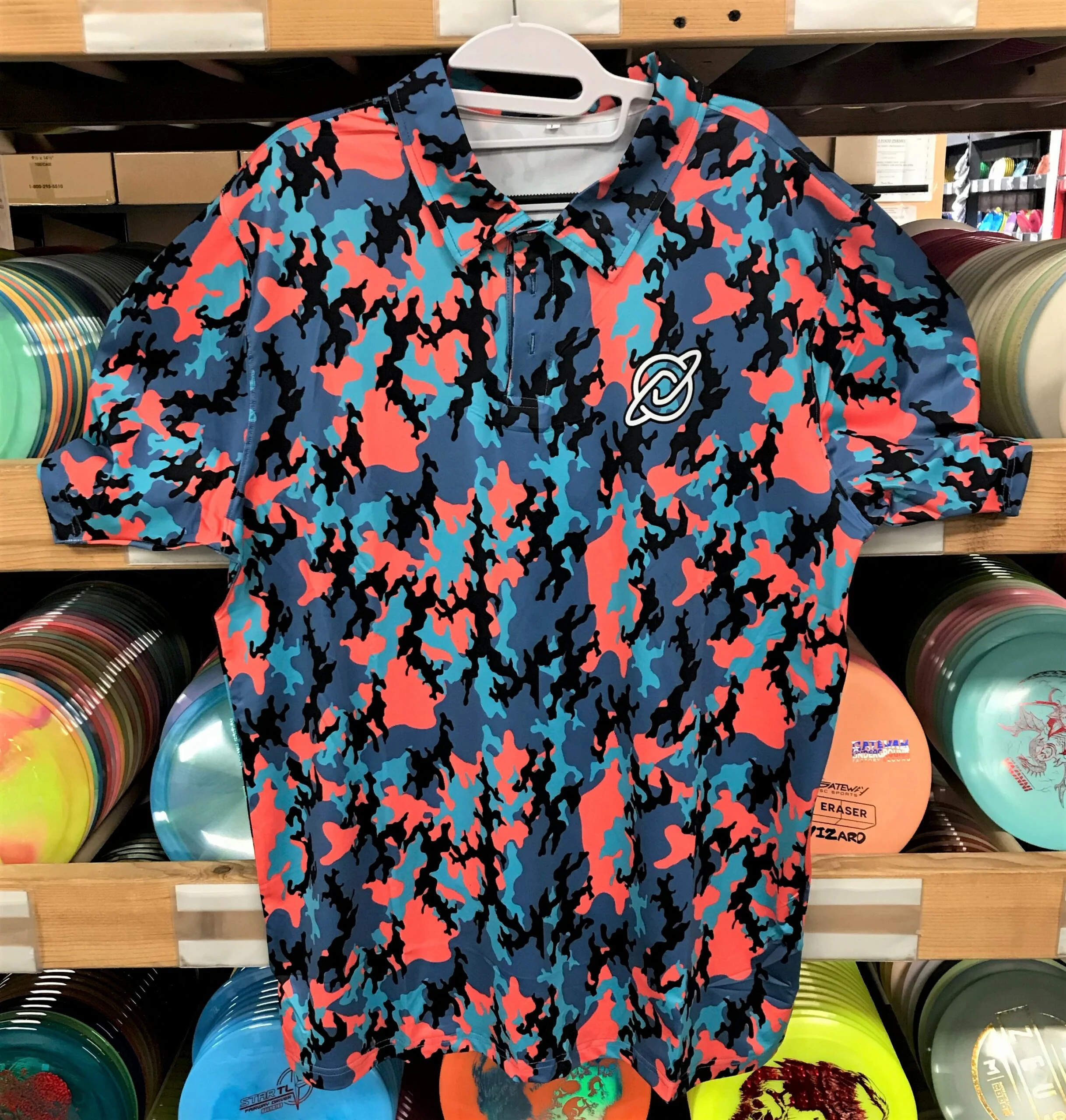 182216 Discology Jersey Polo - IceLavaCamo, LG