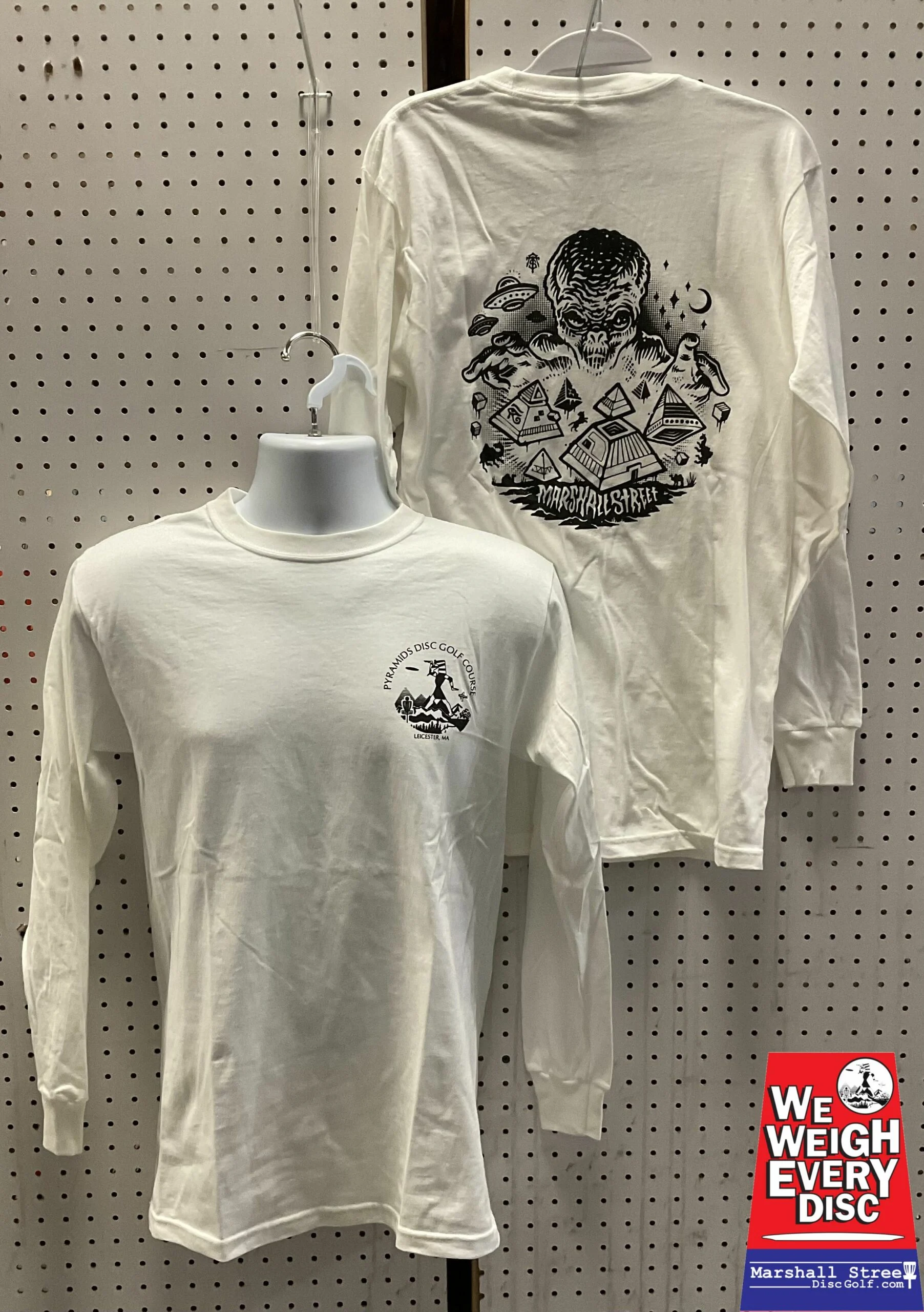 201469 Pyramids and Martial Street Logo Long Sleeve Tee - White, Medium
