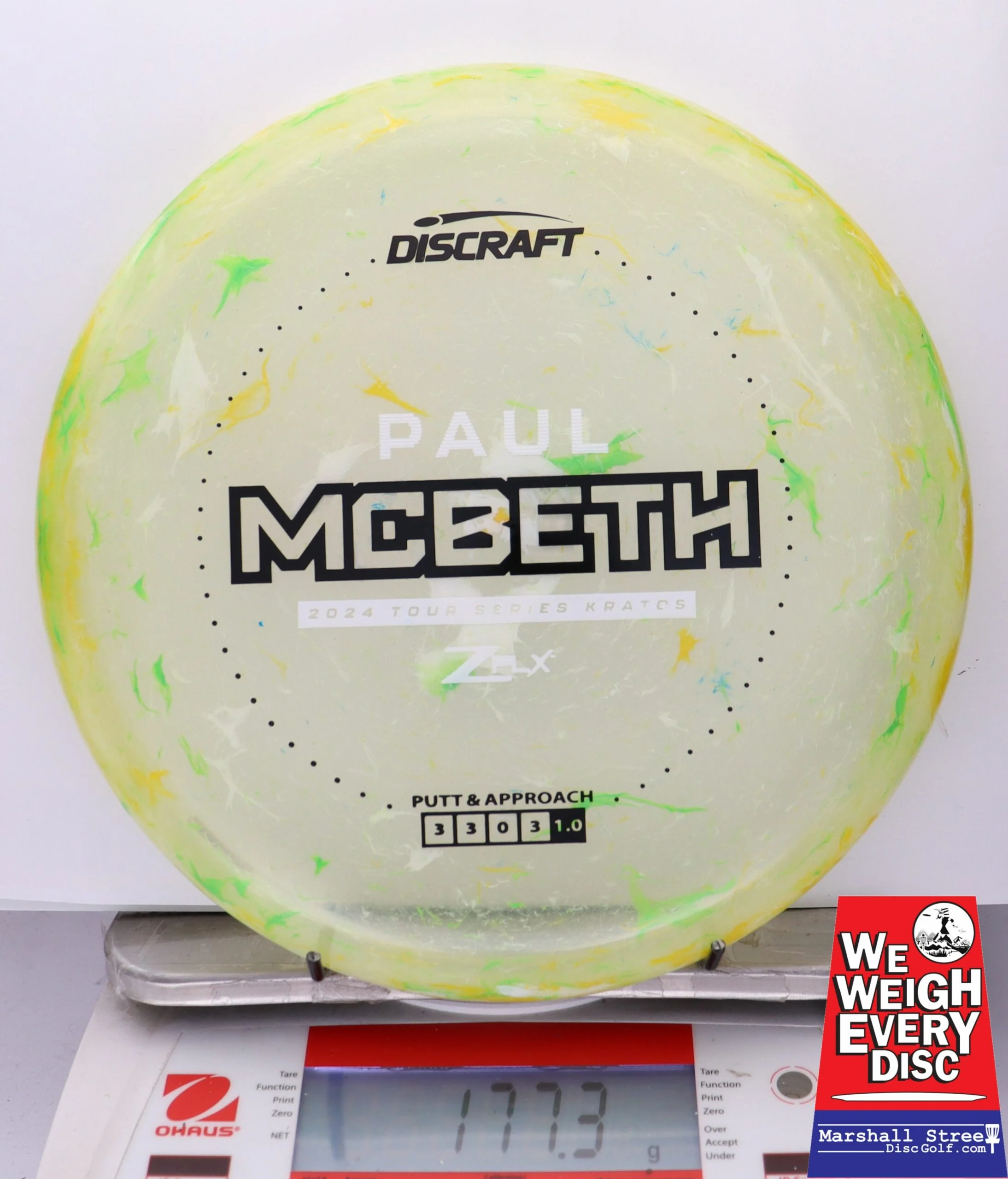 223619 Z FLX Jawbreaker Kratos, Paul McBeth 2024 Tour Series - #85 GreenYelloWhite, 177
