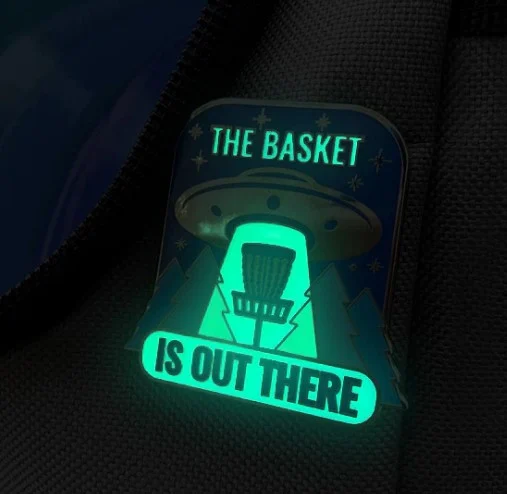 244391 The Basket is Out There Disc Golf Pin - The Basket is Out there Glow