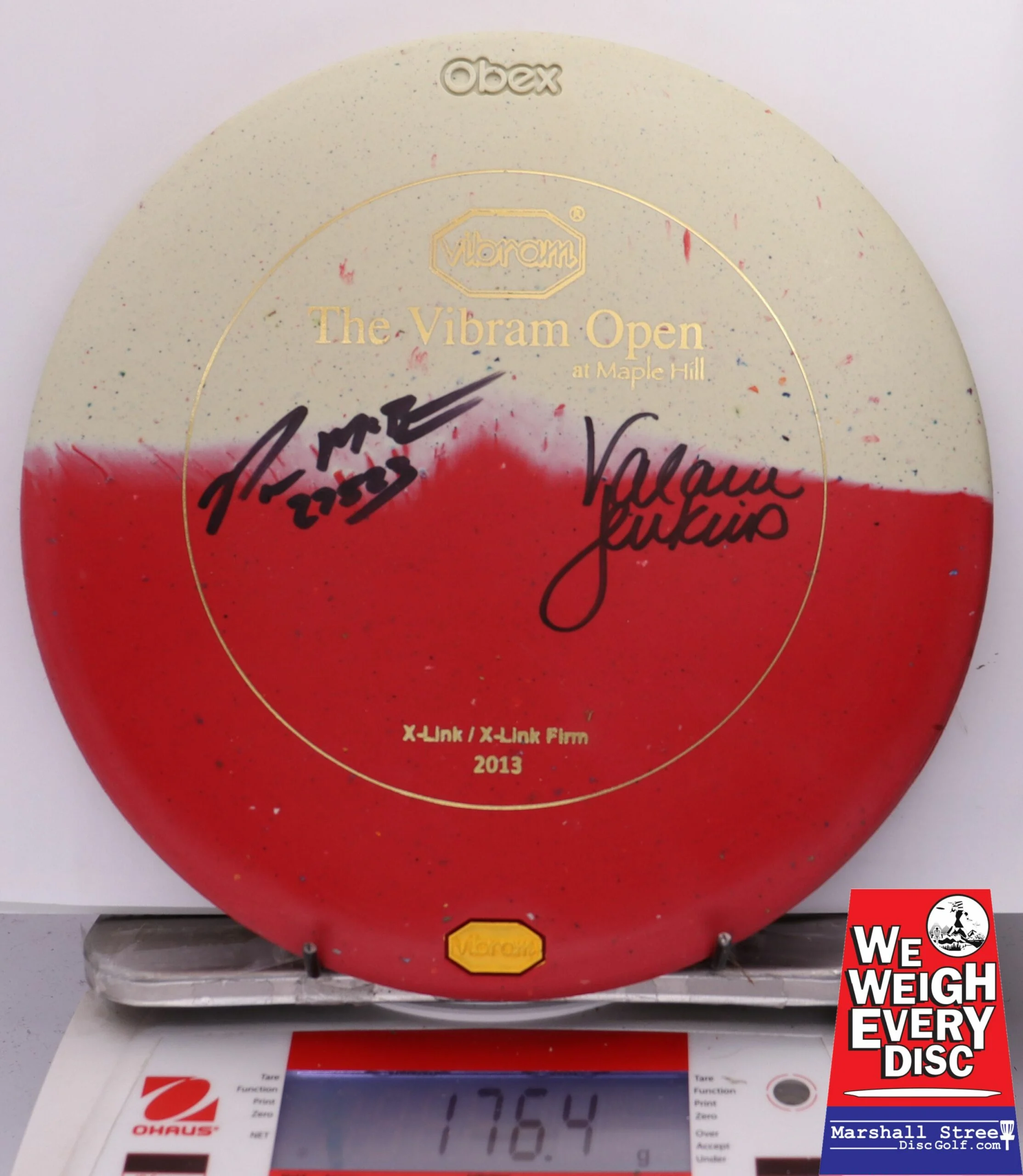 273838 X-Link Medium/Firm Obex, 2013 Vibram Open Autographed Paul McBeth-Valerie Jenkins - #02 White-Red, 176