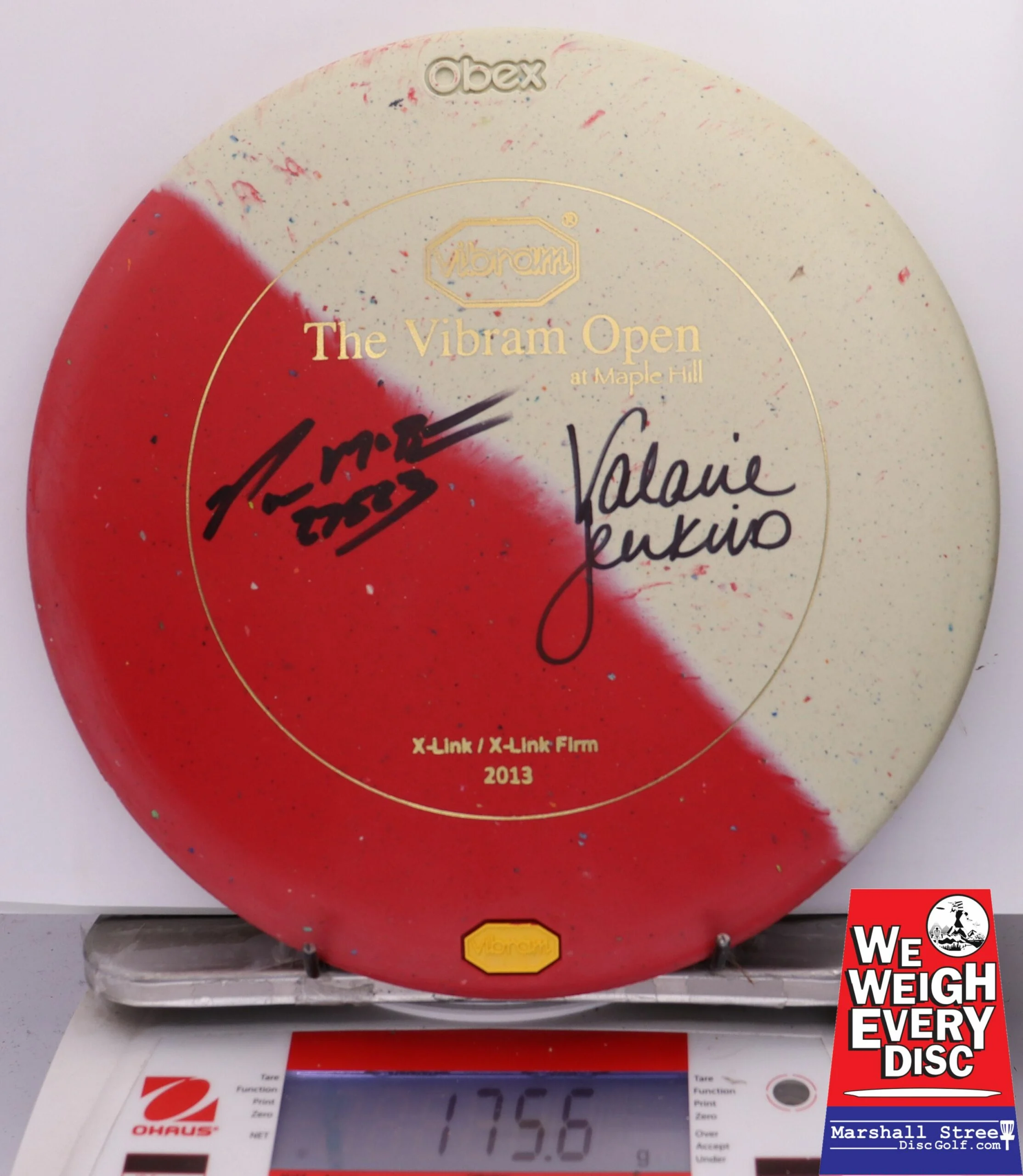 273839 X-Link Medium/Firm Obex, 2013 Vibram Open Autographed Paul McBeth-Valerie Jenkins - #03 White-Red, 176