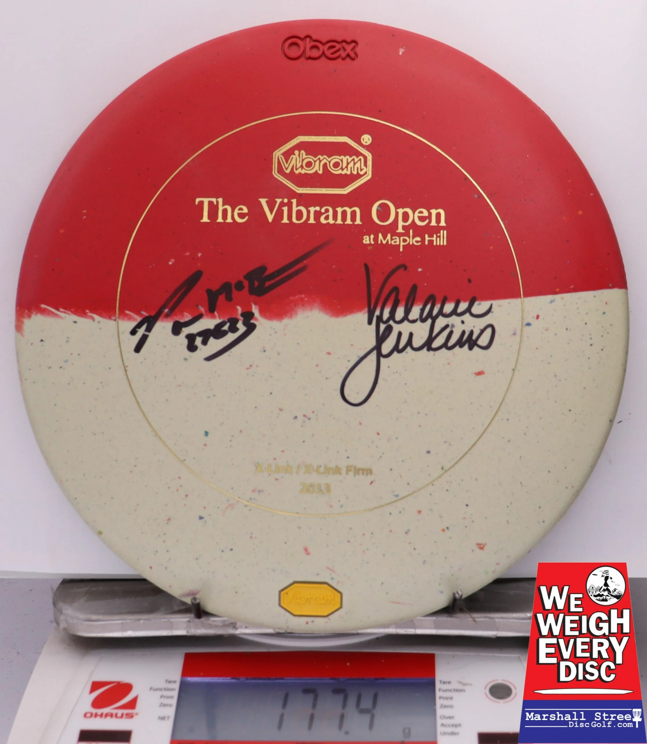 273840 X-Link Medium/Firm Obex, 2013 Vibram Open Autographed Paul McBeth-Valerie Jenkins - #04 White-Red, 177
