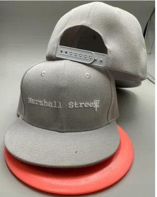 Marshall Street Flat Brim Hat, Bar Stamp-Gray White