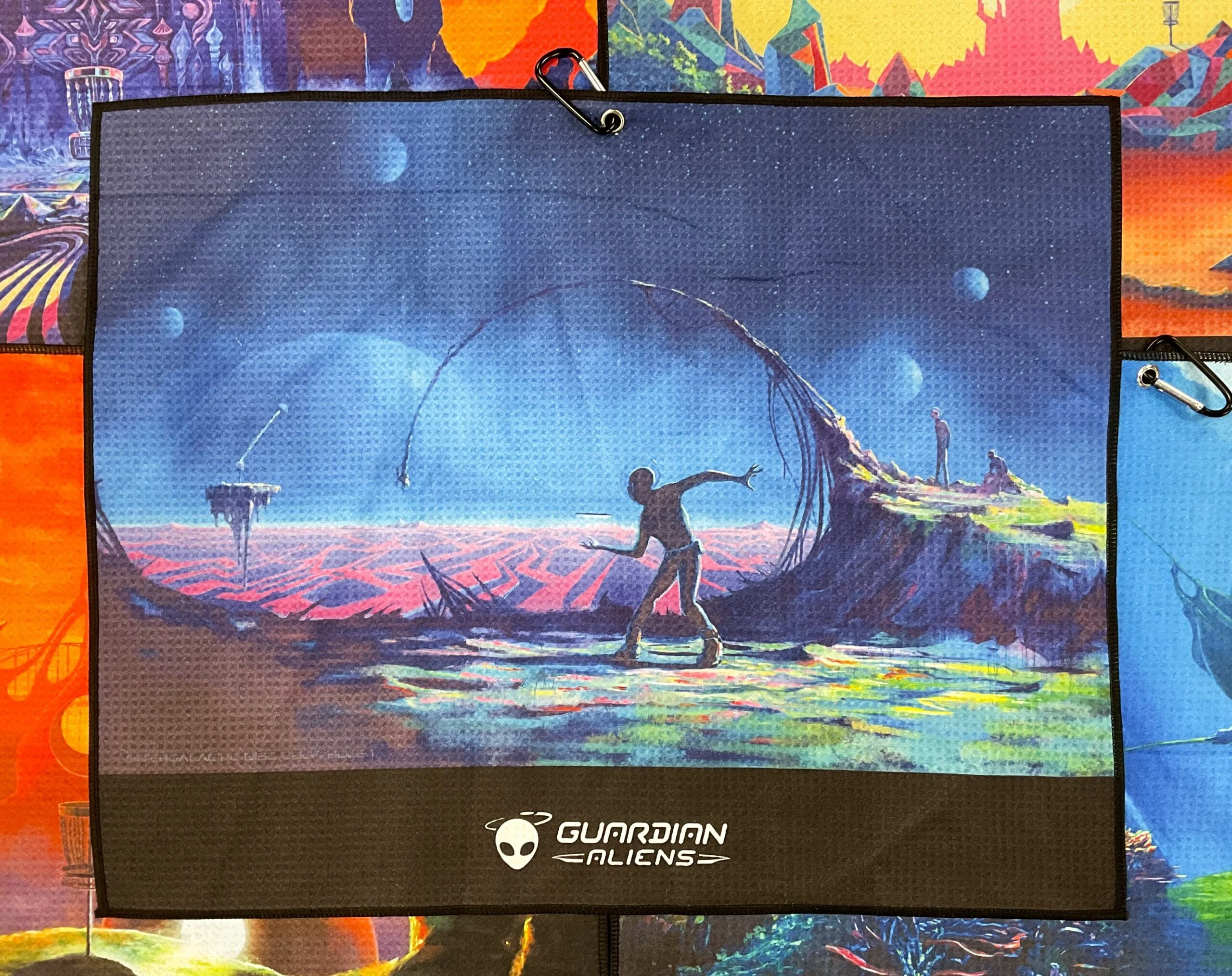 284936 Double Sided Guardian Aliens Towels with Carabiner - #05 Stratus, 18"x20"