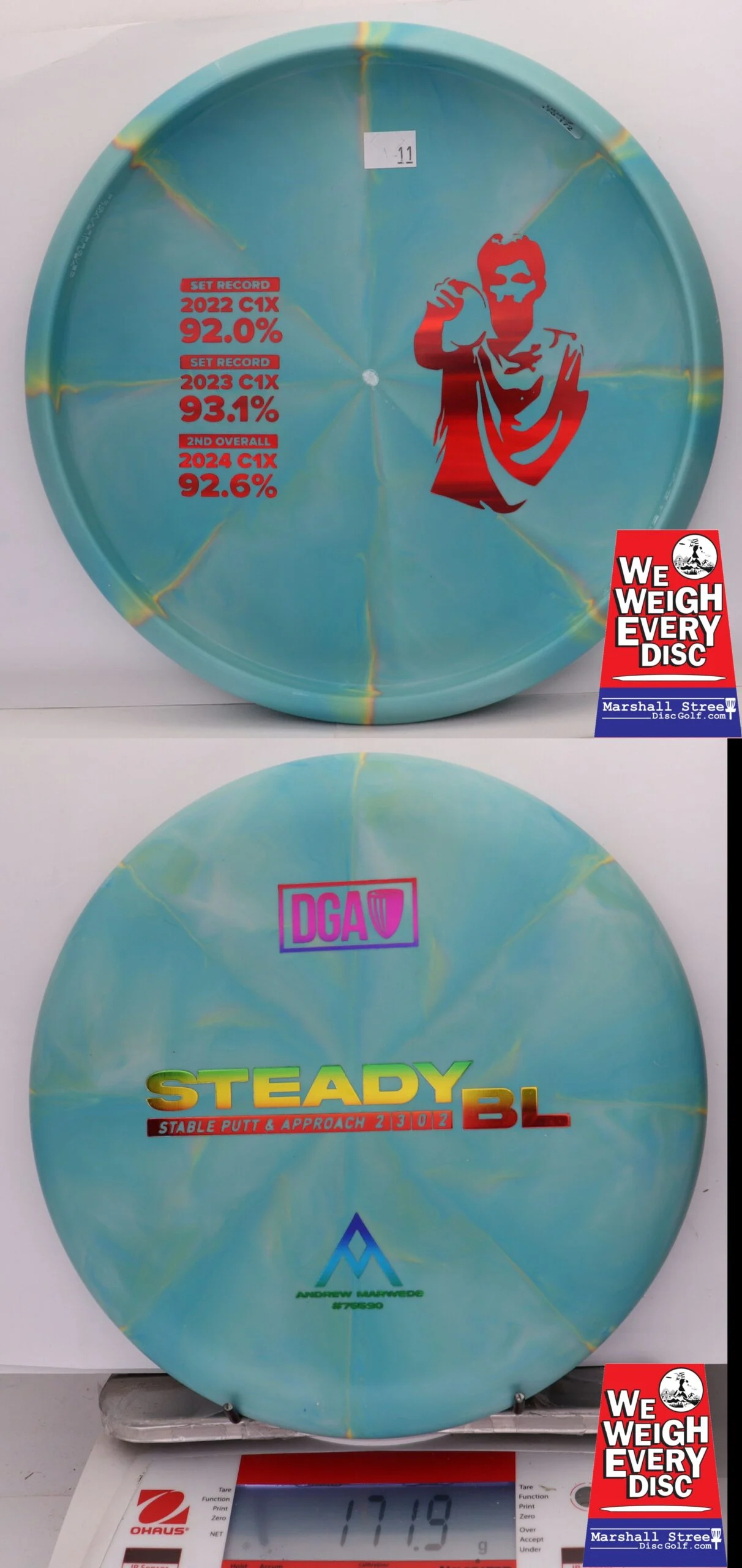 327405 D-Line Swirl Stone Steady BL, Andrew Marwede Bottom Stamp - #11 Teal, 172