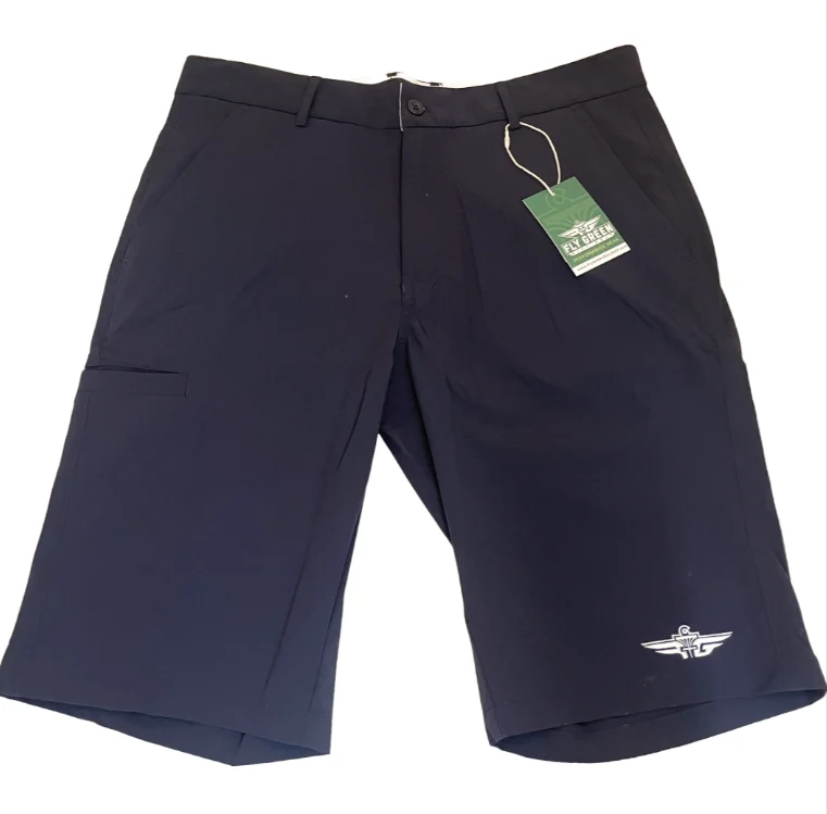 FLY GREEN, NAVY BLUE TOWELTECH(TM) DISC GOLF SHORTS. - Image 2
