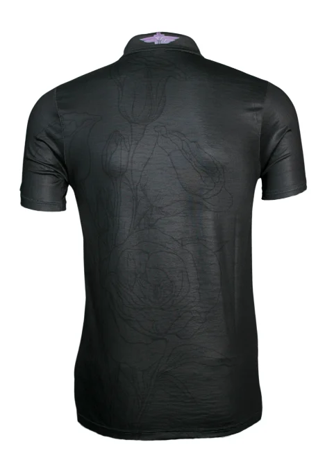 FLY GREEN, JOEL FREEMAN COLLECTION BLACK FLOWER POLO - Image 3
