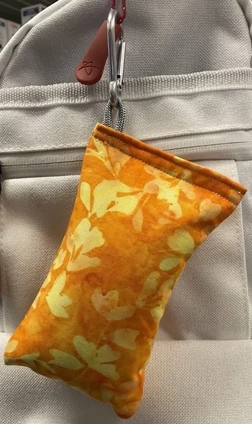 355078 Clay Bags with Carabiner - Orange Batik, CLAY