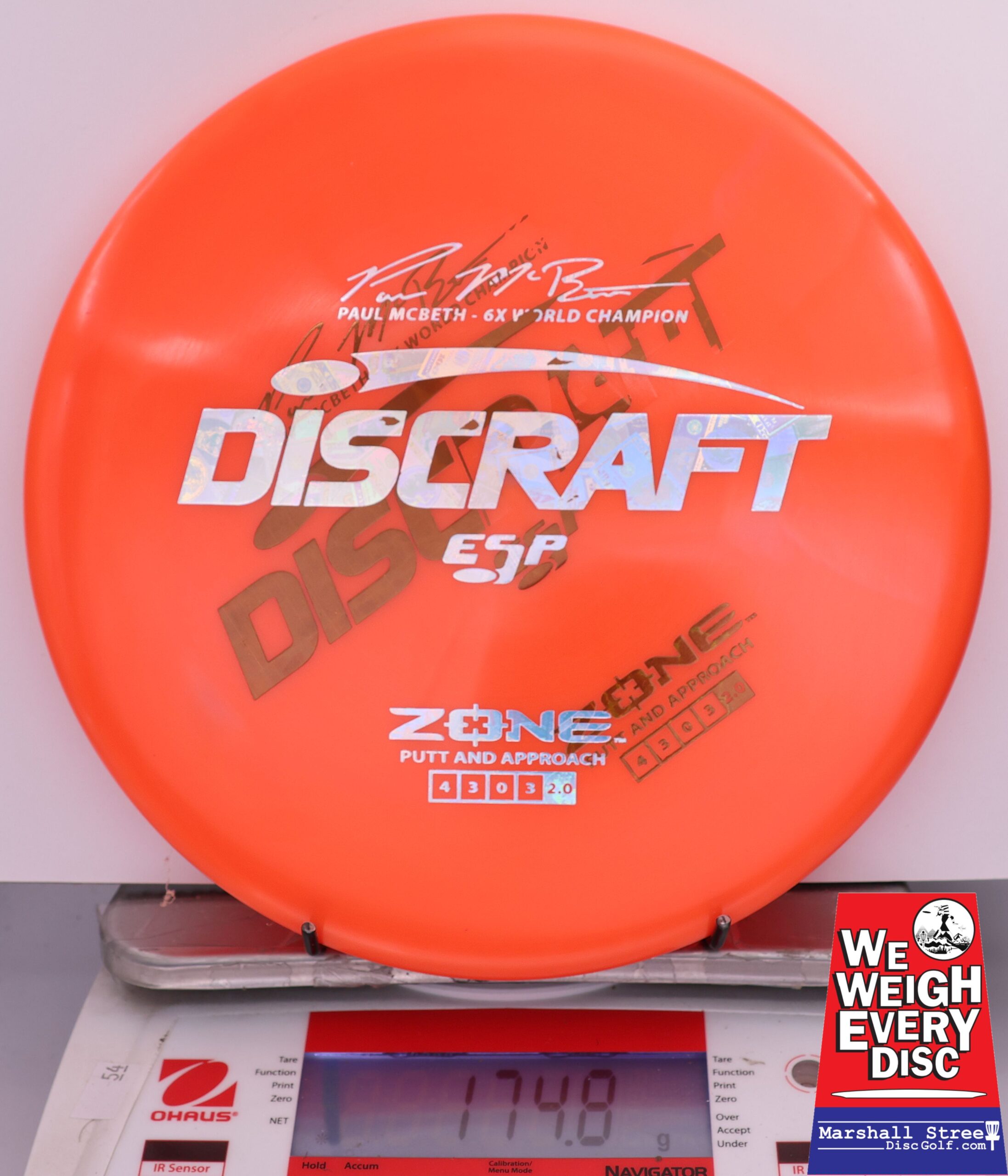 417240 X-Out ESP Zone, Paul McBeth 6X - #243 Orange, 175