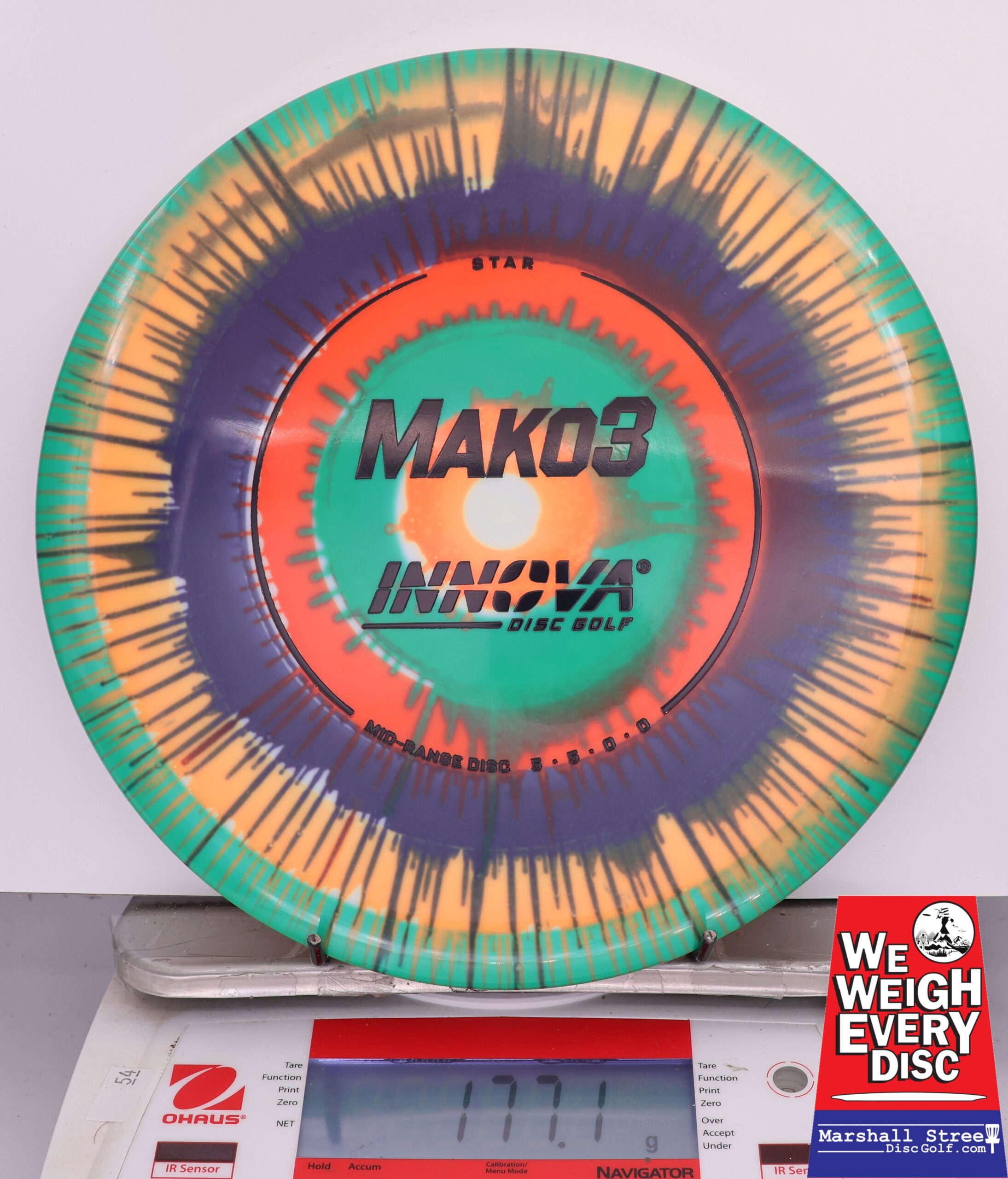 422235 Tie-Dye Star Mako3 - #838 OrangeGreenRedDkBlue, 177