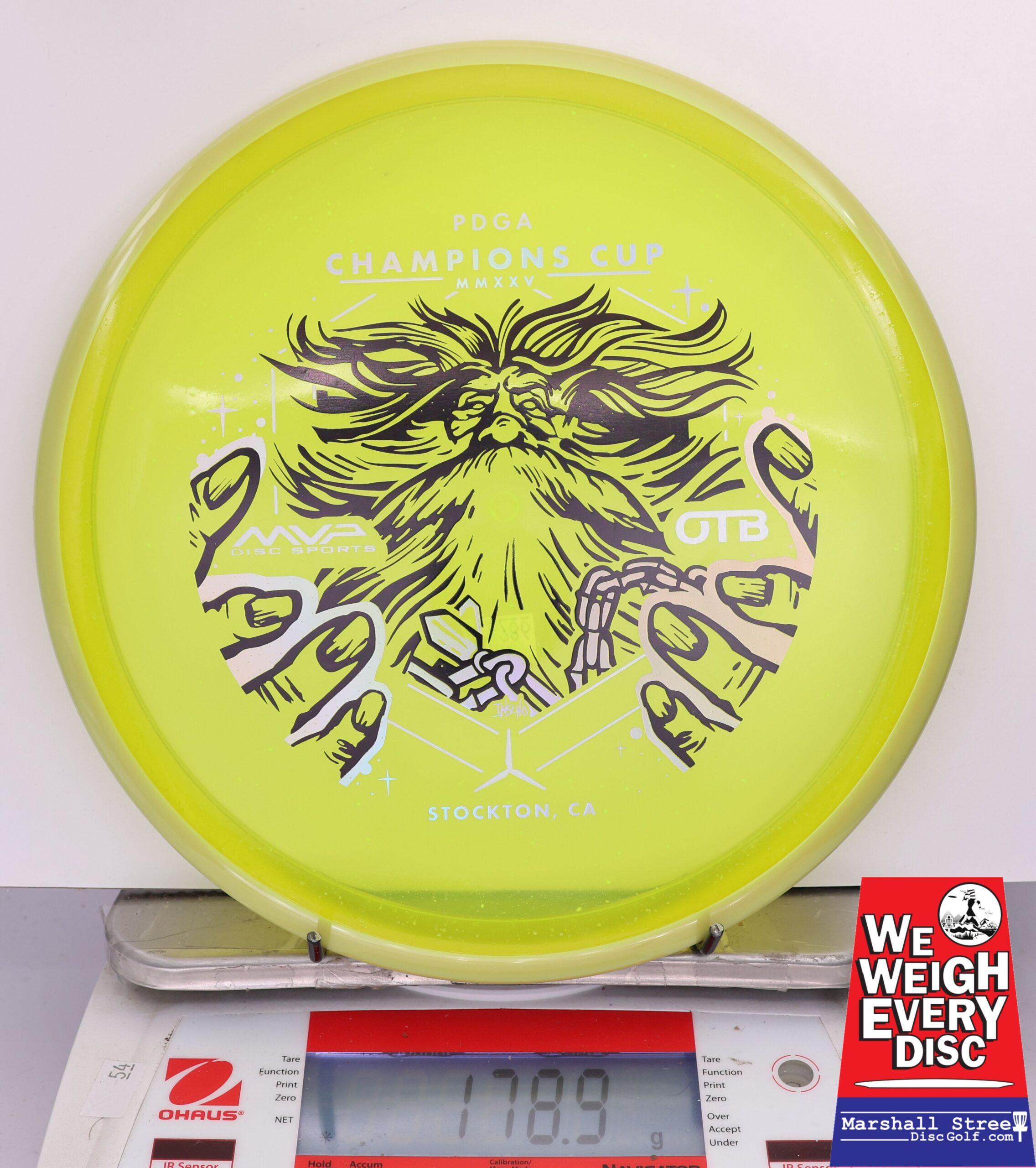 424717 Particle Glow Proton Hex, PDGA Champions Cup 2025 - #286 Yellow, 179