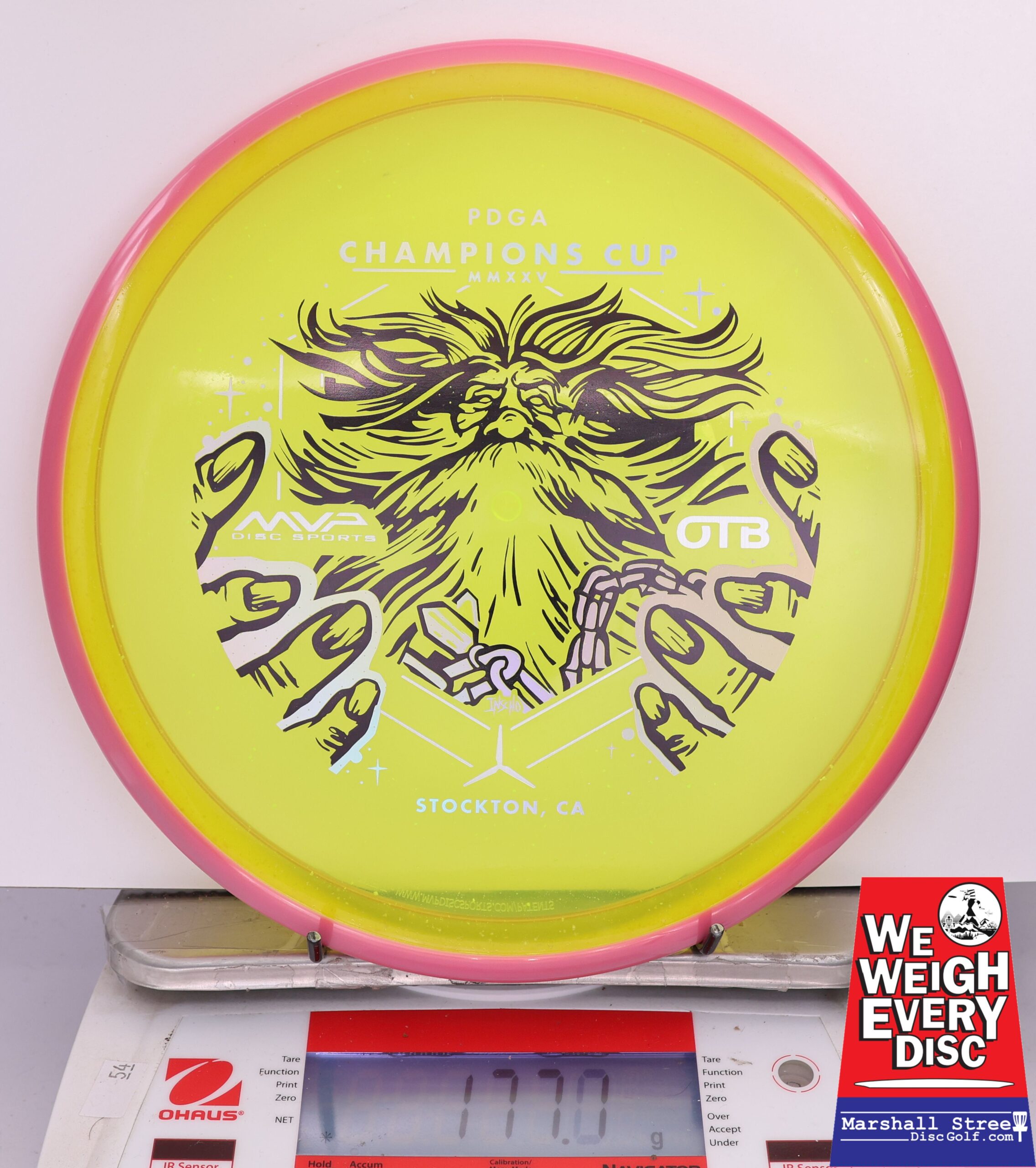 424718 Particle Glow Proton Hex, PDGA Champions Cup 2025 - #287 Pink-Yellow, 178