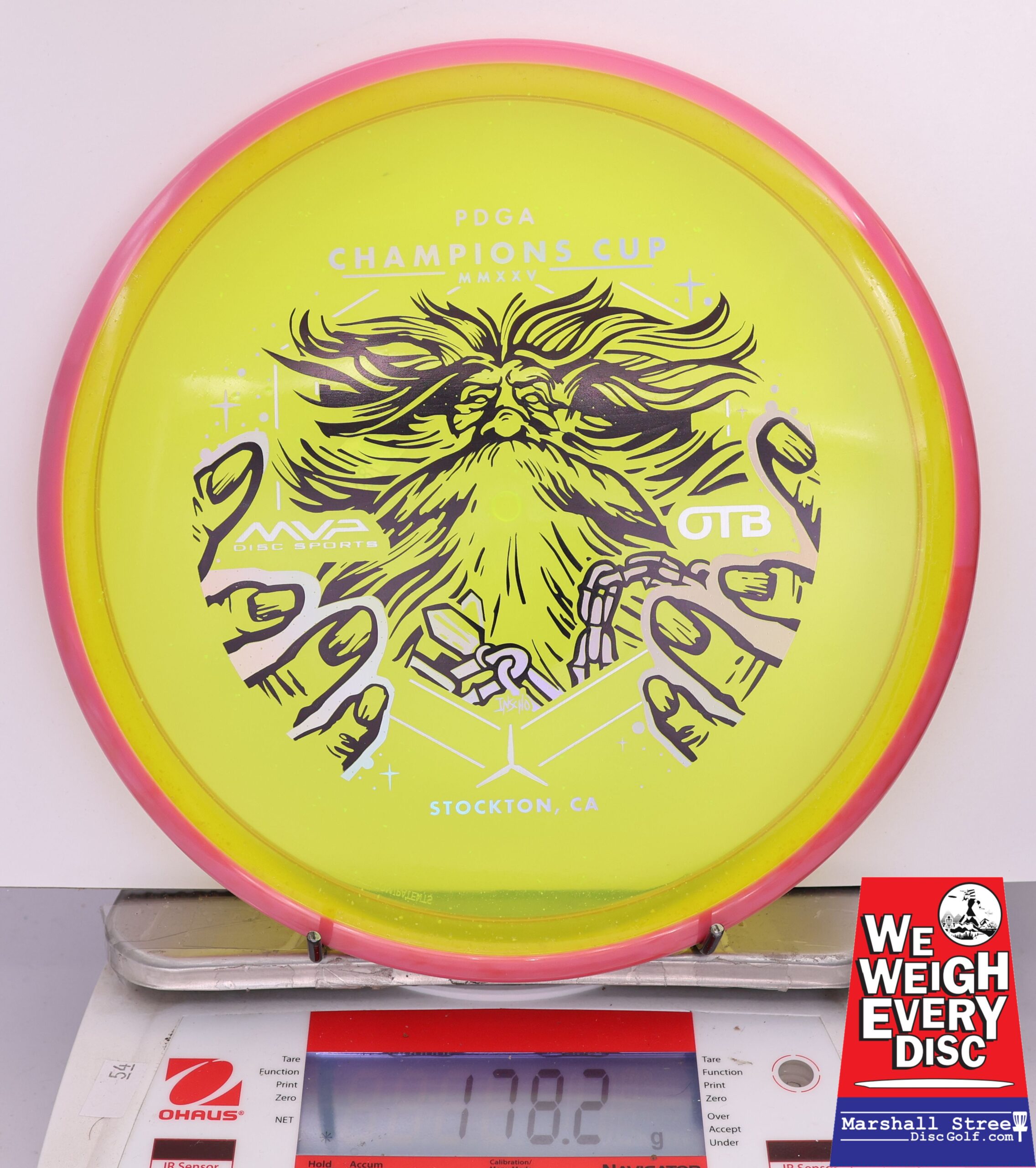 424719 Particle Glow Proton Hex, PDGA Champions Cup 2025 - #288 Pink-Yellow, 178