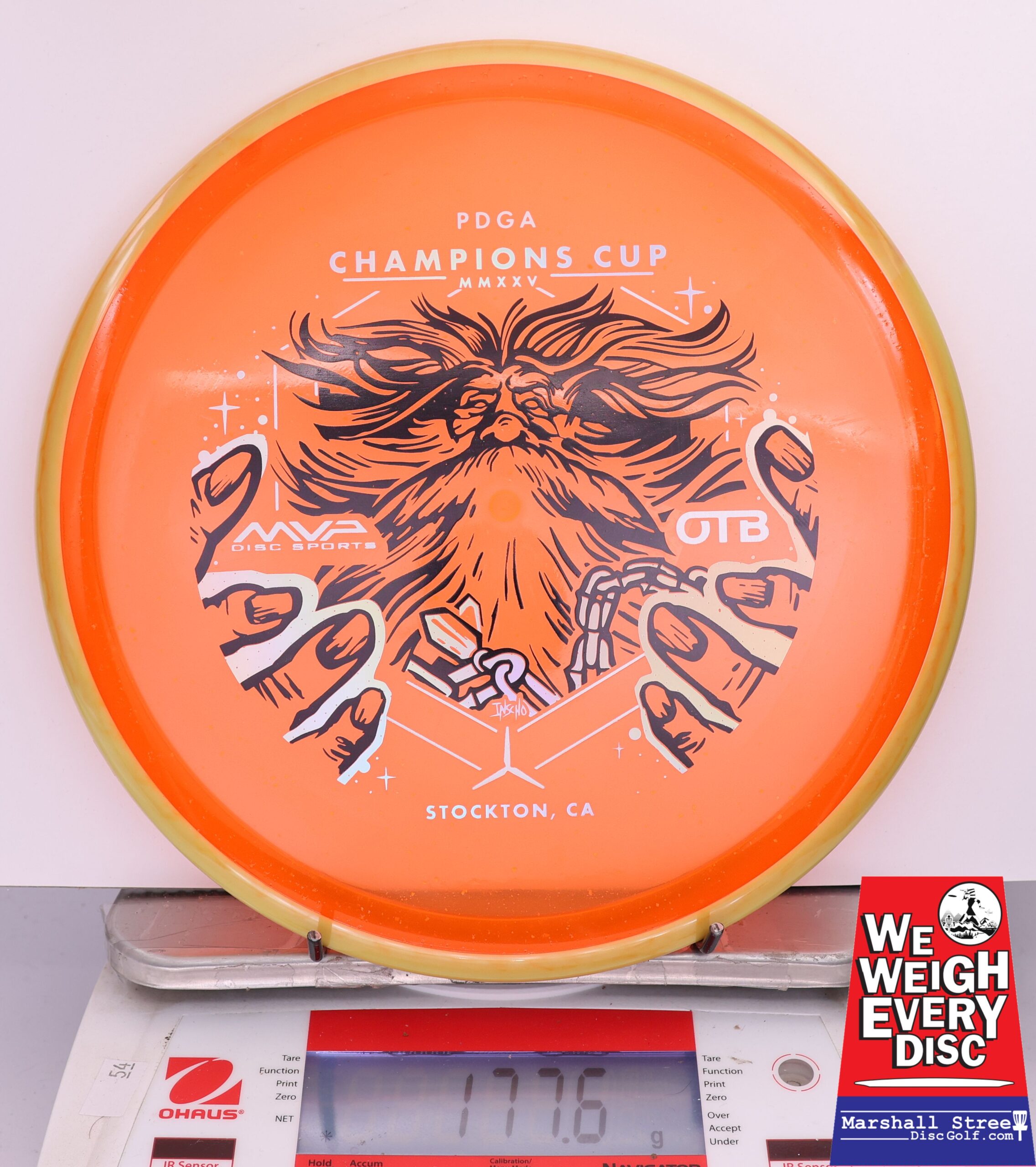 424722 Particle Glow Proton Hex, PDGA Champions Cup 2025 - #291 Yellow-Orange, 178