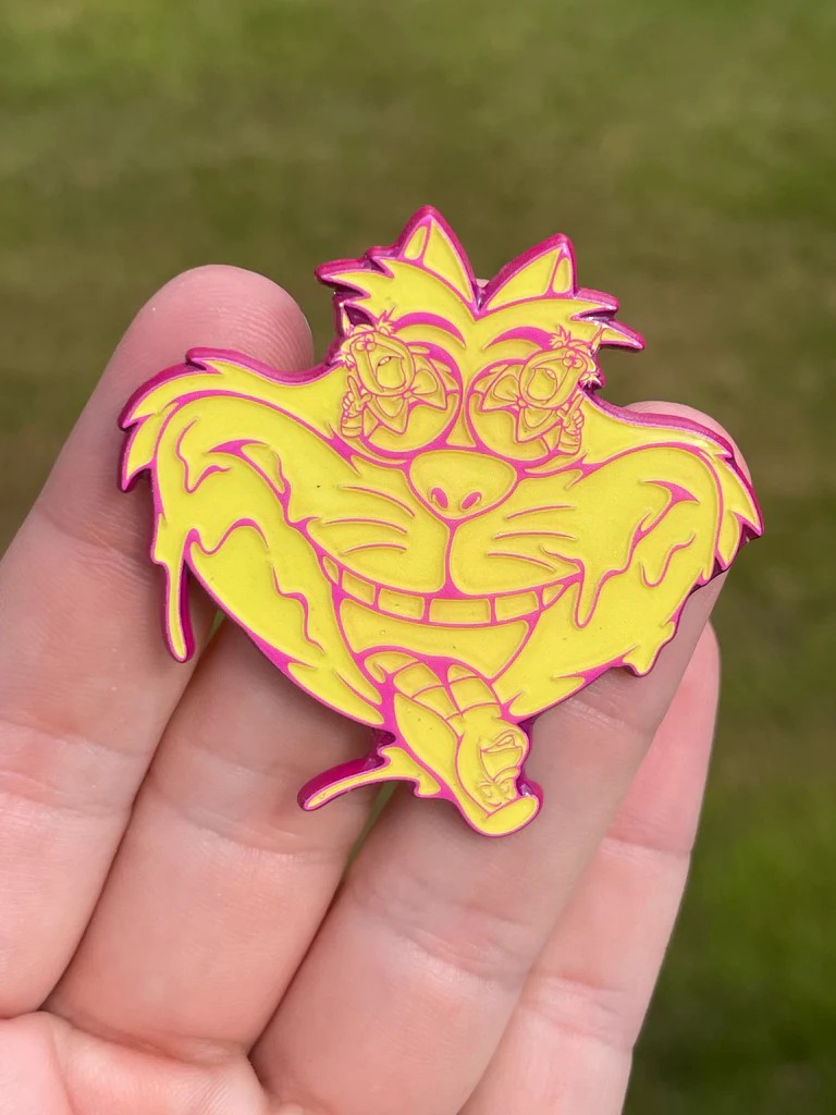 442224 Defaced Cheshire Cat, Pins by Festi Daze - Yellow, G10