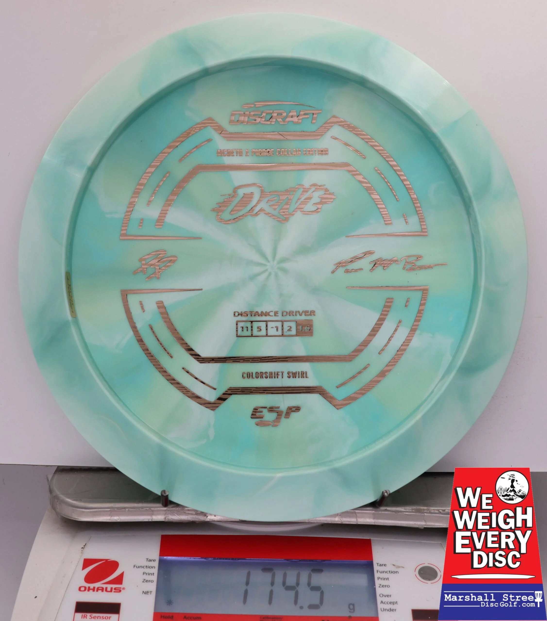 483667 ESP Swirl Drive, Bottom Stamp - Paul McBeth & Paige Pierce GMC Collab - #12 Aqua, 175