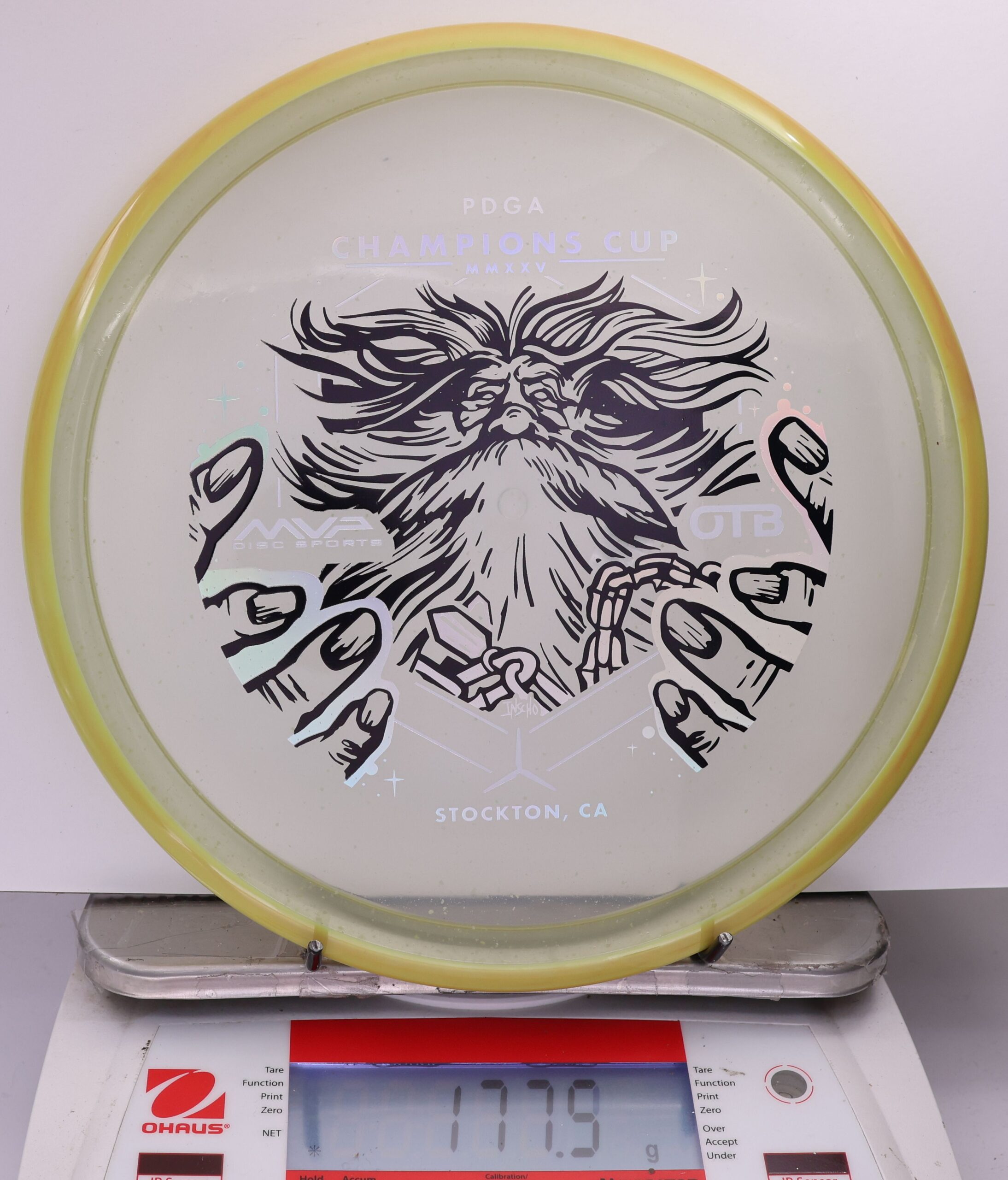 513616 Particle Glow Proton Hex, PDGA Champions Cup 2025 - #348 Yellow-Clearish, 178