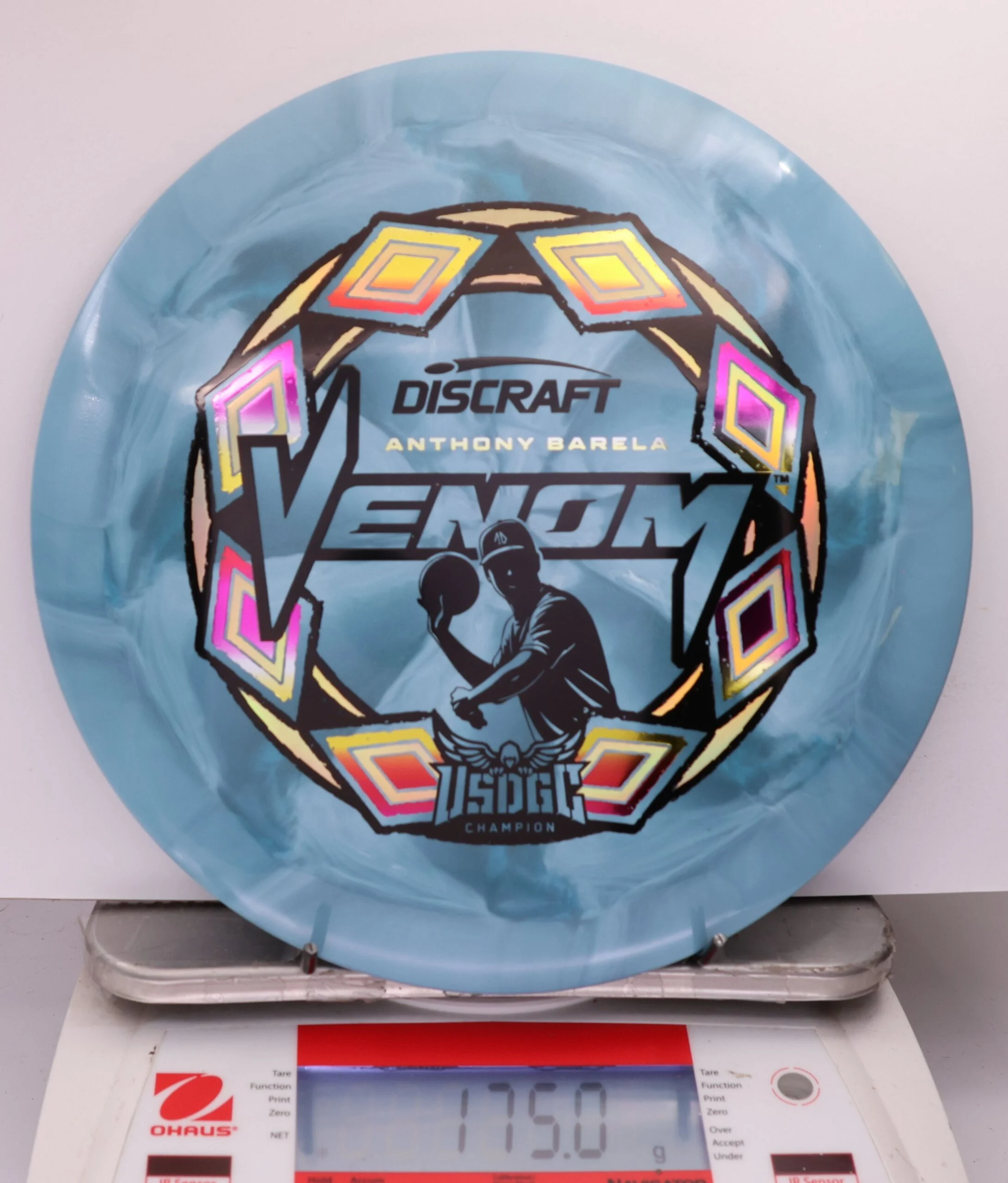526413 ESP Swirl Venom, Anthony Barela 2025 USDGC Champion - #27 Aqua, 175