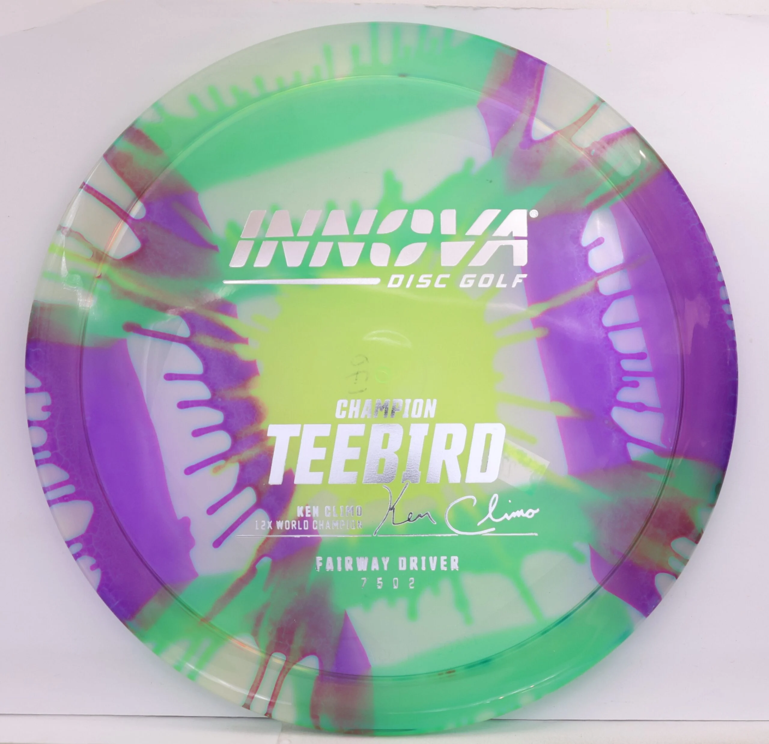 Tie-Dye Champion Teebird, Ken Climo 12X • Marshall Street Disc Golf