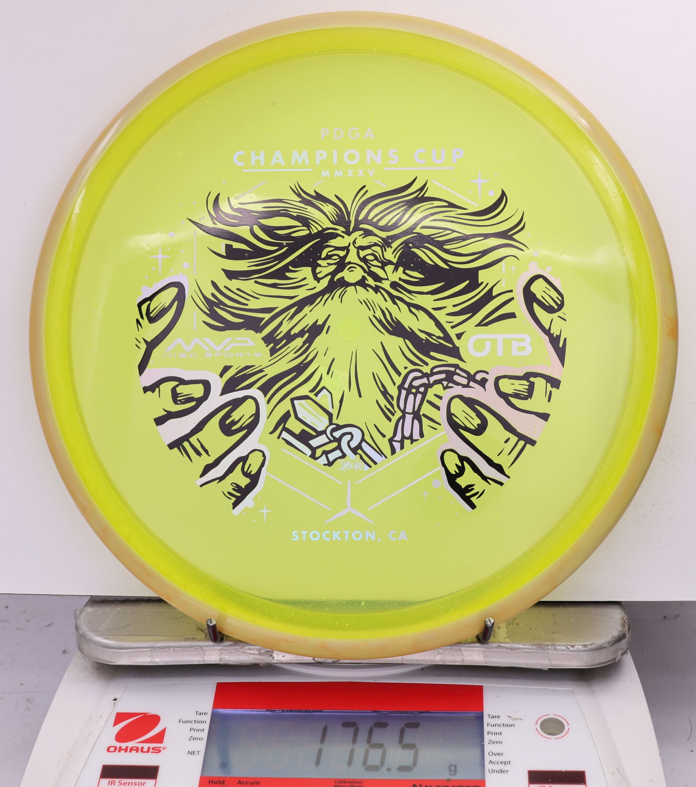 588949 Particle Glow Proton Hex, PDGA Champions Cup 2025 - #08 TanOrng-Yellow, 177
