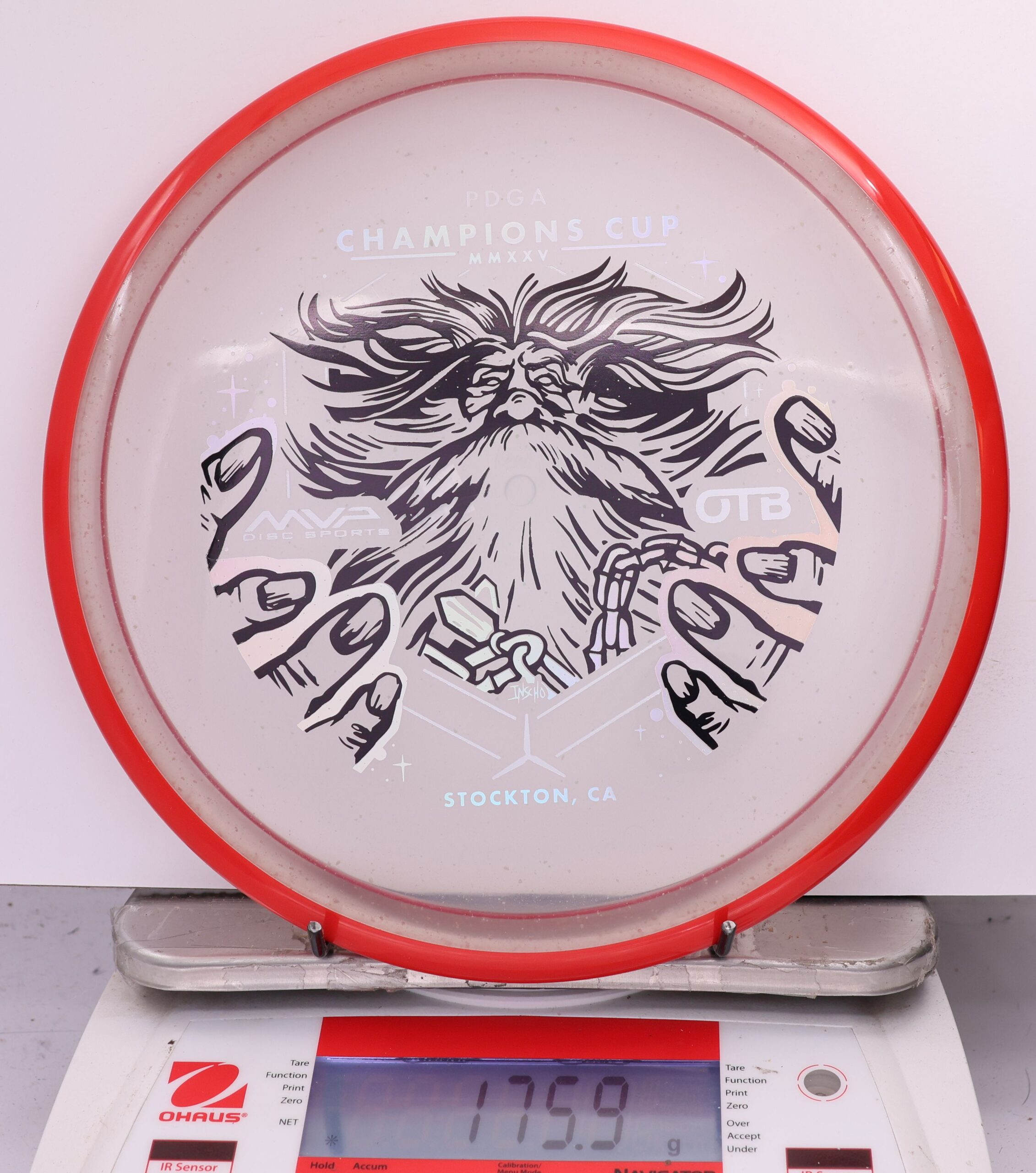 588965 Particle Glow Proton Hex, PDGA Champions Cup 2025 - #14 Red-Clear, 176