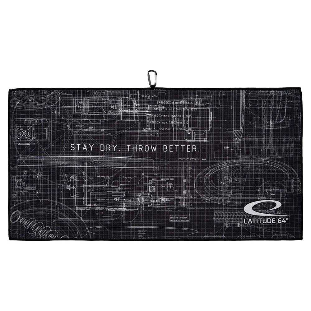 617590 Latitude 64 Microfiber Waffle Towel - Black, 31.5\"x16\"