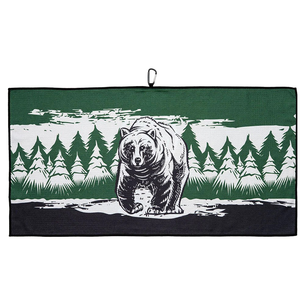 617594 Westside Microfiber Waffle Towel - BEARGrnBlk, 31.5\"x16\"