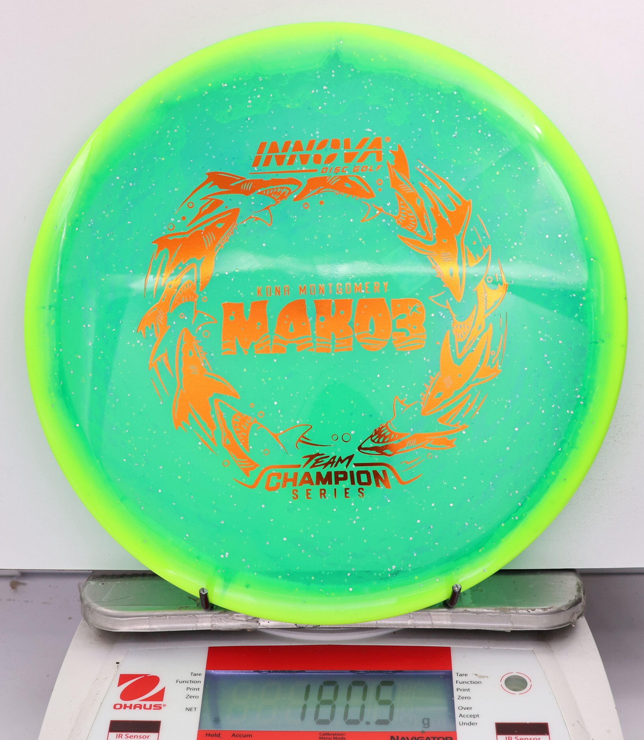 628911 Metal Flake Halo Champion Mako3, Kona Montgomery 2026 Tour Series - #07 NYellow-Teal, 181
