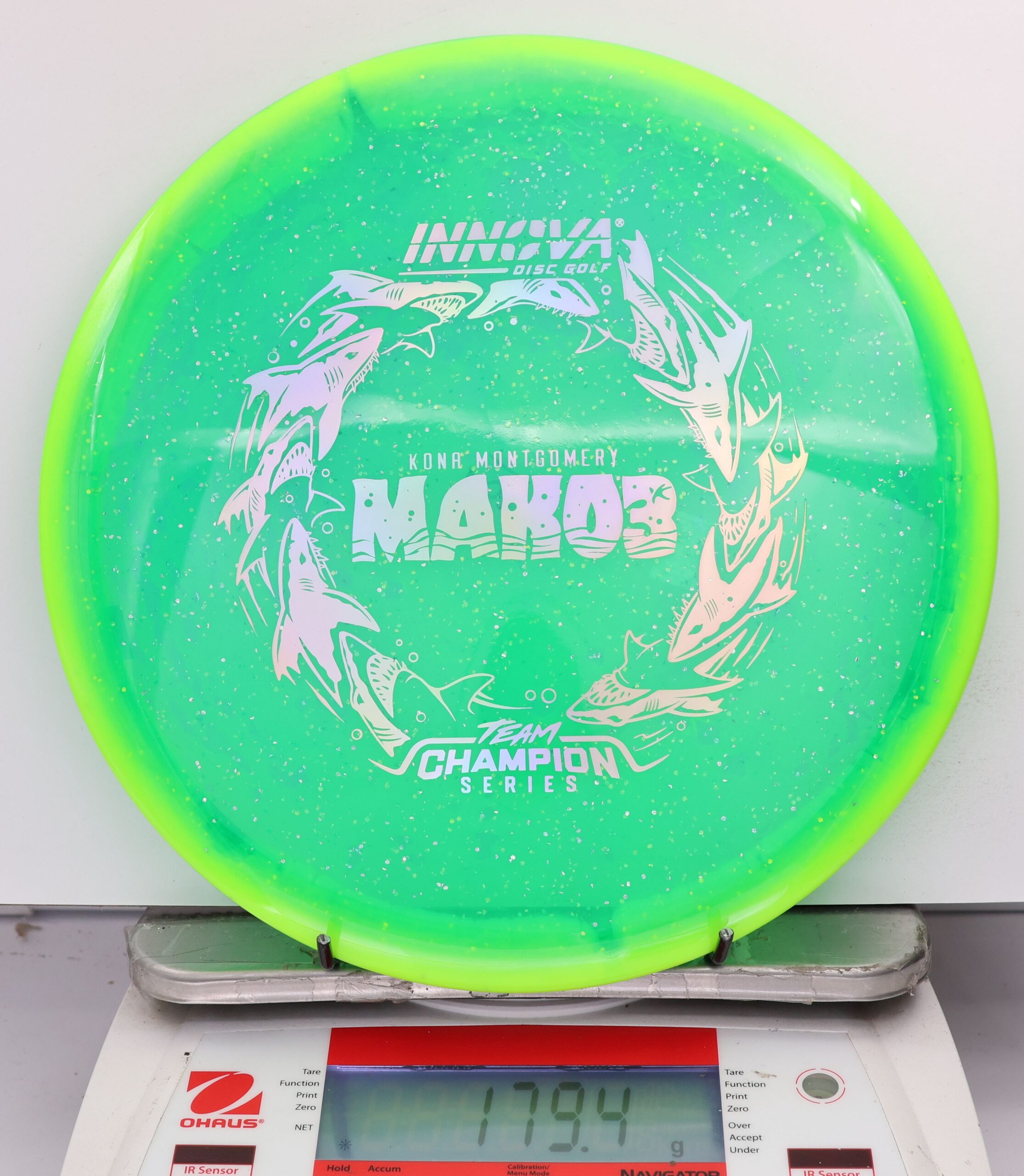 628925 Metal Flake Halo Champion Mako3, Kona Montgomery 2026 Tour Series - #08 NYellow-Teal, 179