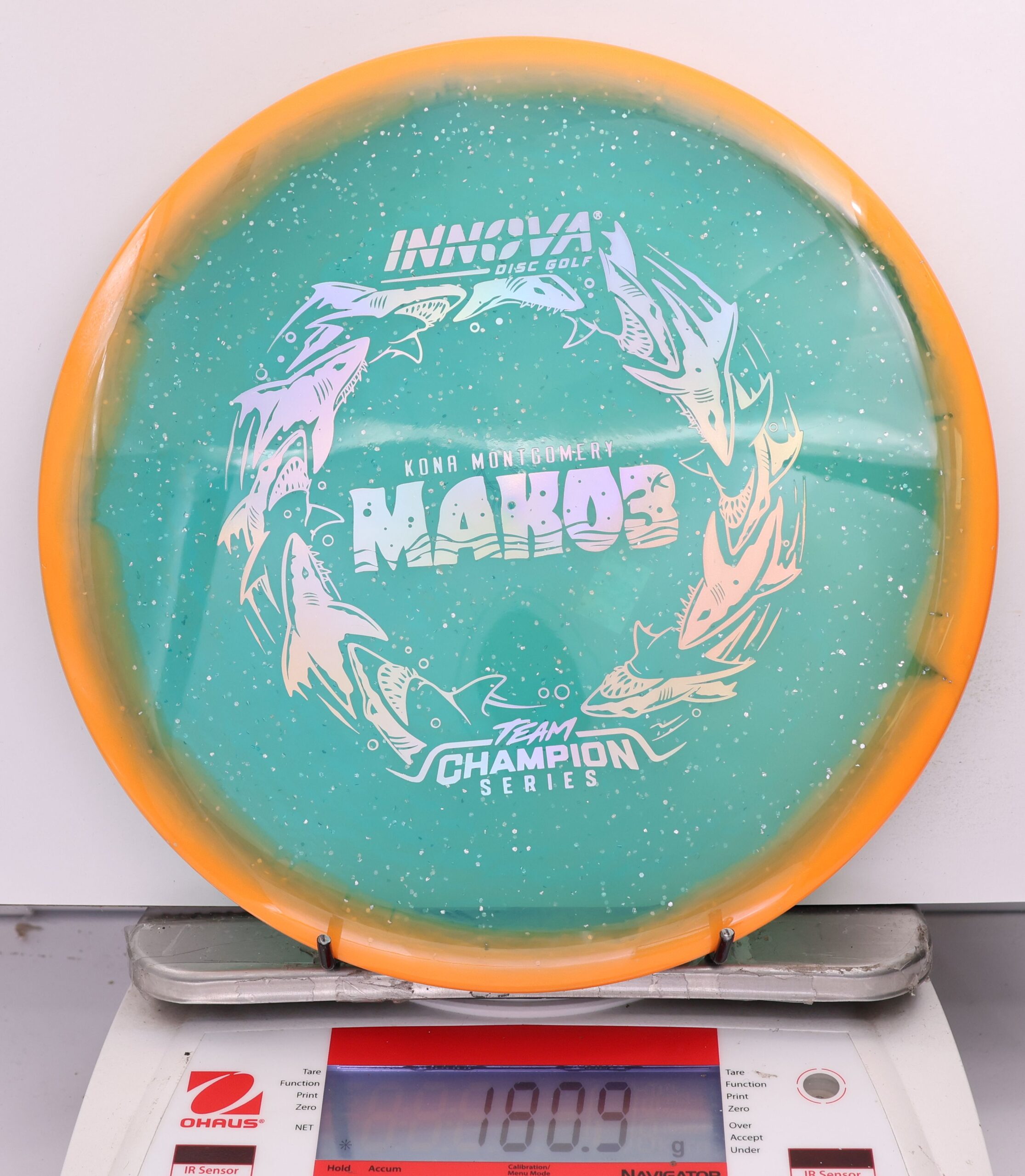 628929 Metal Flake Halo Champion Mako3, Kona Montgomery 2026 Tour Series - #12 Orange-Teal, 181